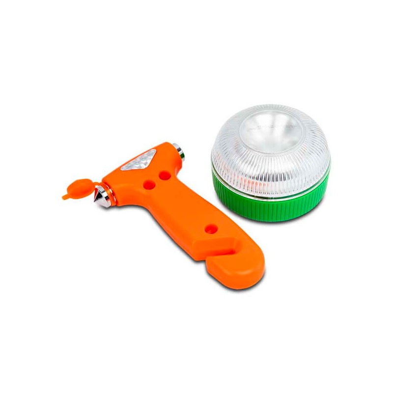 Luz emergencia homologada V16 + Martillo emergencia MOTORKIT