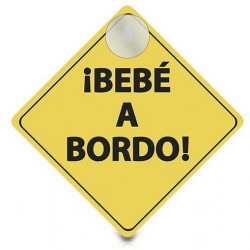 Cartel aviso ¡BEBÉ A BORDO! CON VENTOSA