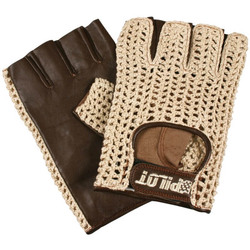 Lampa Pilot Gants Demi-Doigts Cuir Naturel Marron Taille L - Confort Et Style Pour Motards