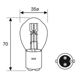 Bombilla moto AMOLUX BA20d 12V 35/35W Motobosch